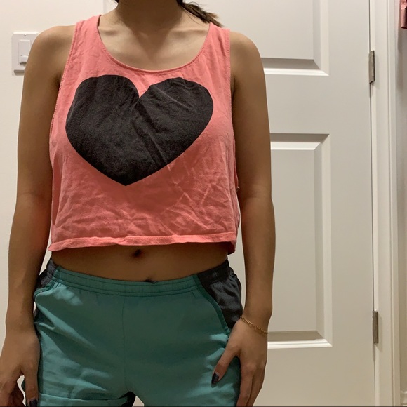 5/$20 Neon Coral Crop Tank Top - Picture 3 of 5